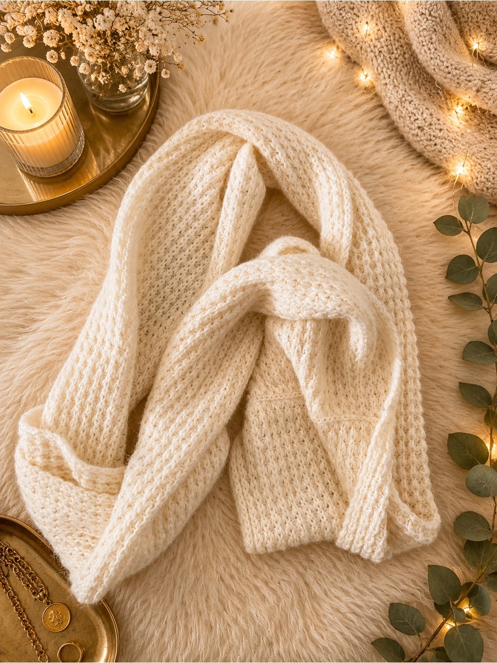 🤍 Cozy Cream Infinity Scarf 🤍